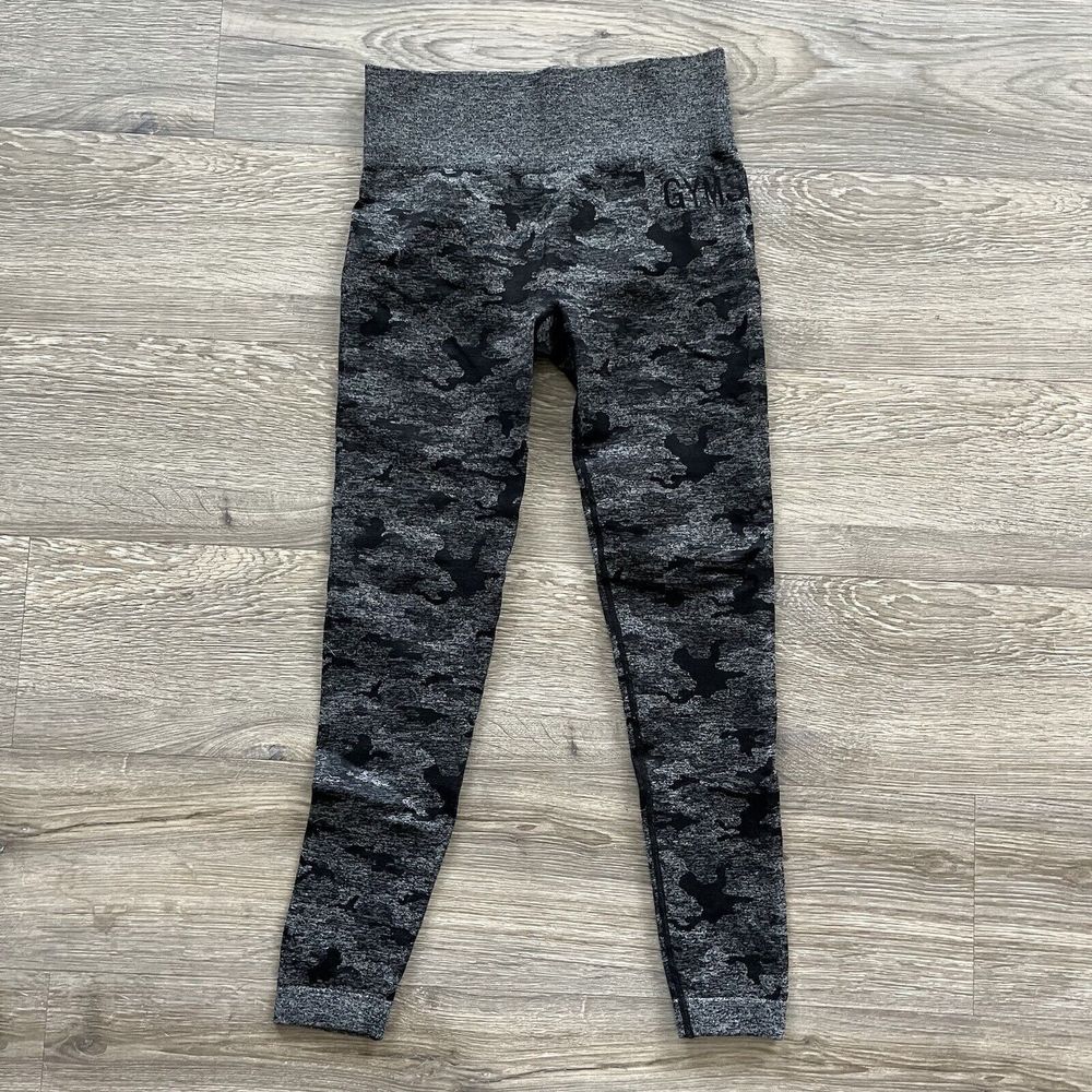 Gymshark Leggings Camo Gym Workout Gray Black Womens Adapt Seamless High Rise
